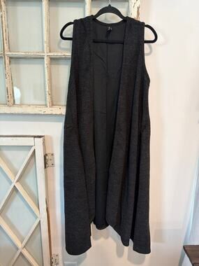 Sacred Threads One Size charcoal gray long vest